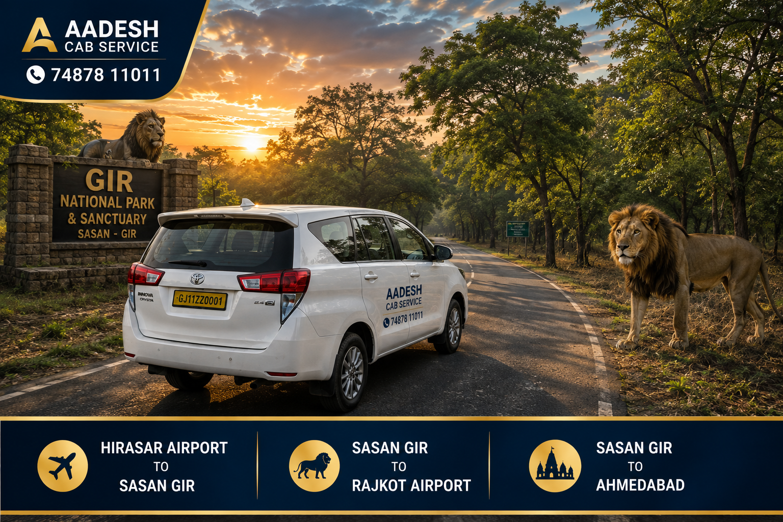 Sasan Gir to Rajkot Airport taxi service